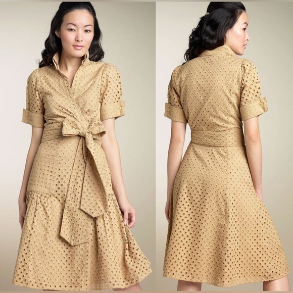 Diane Von Furstenberg DVF Bellette Cotton Midi Eyelet Wrap Dress Size 12 - Picture 1 of 9